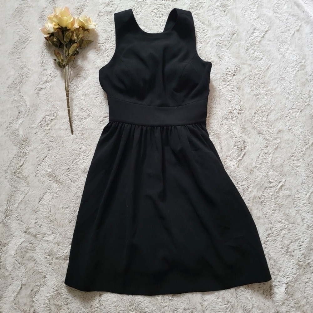 Hitherto Black A-Line Accent Bow‎ Criss Cross Back Dress Size 2